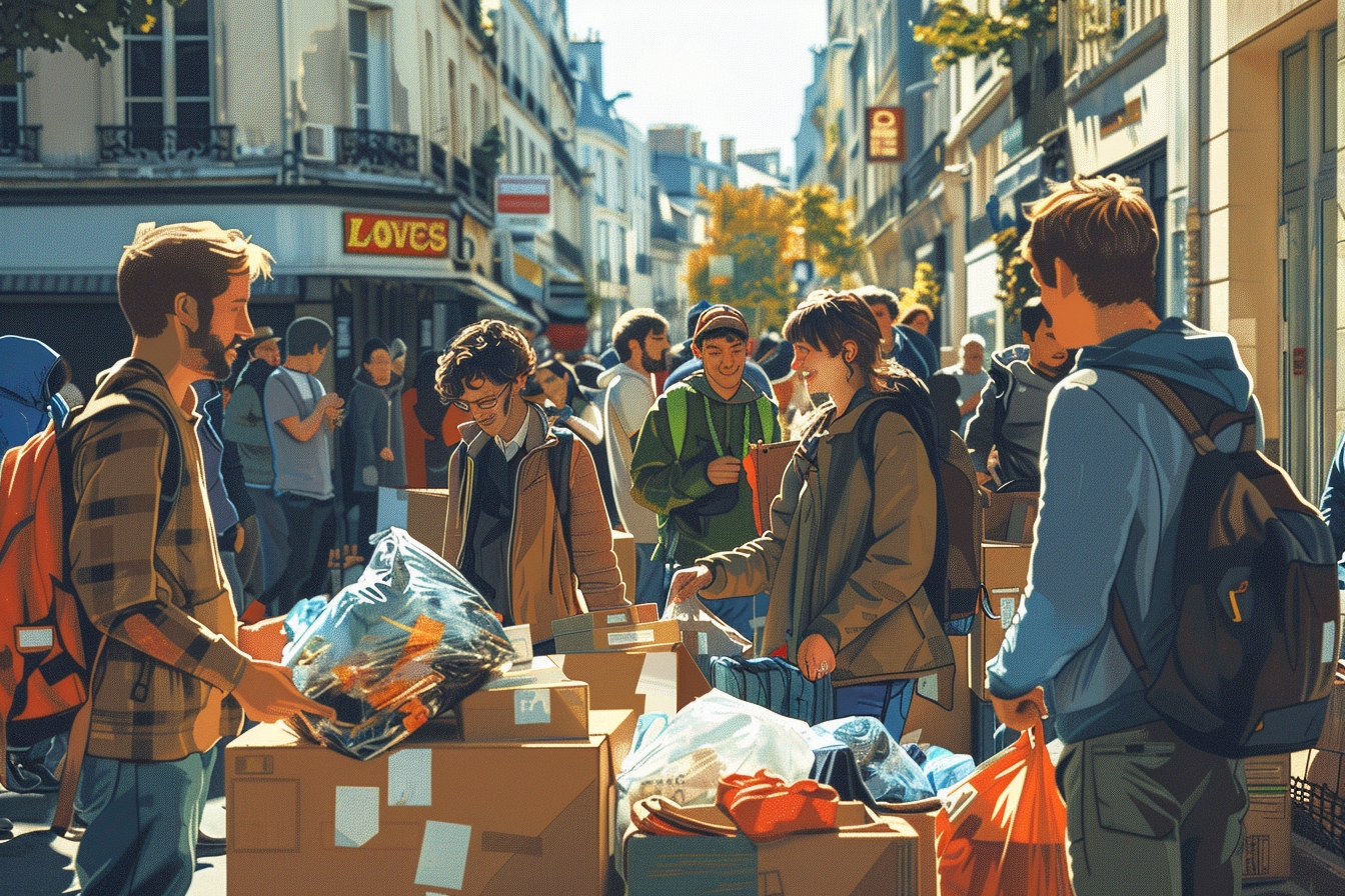 Camion de déménagement chargé de meubles pour débarras gratuit à Levallois-Perret contre récupération